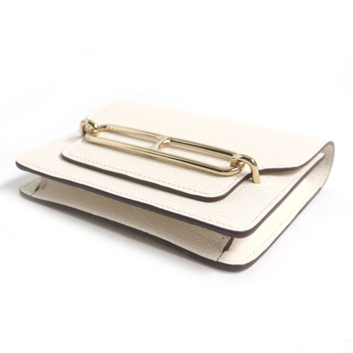 HERMES Bifold Wallet Main: Chevre Mysole Nata x Metal: Gold mens Used