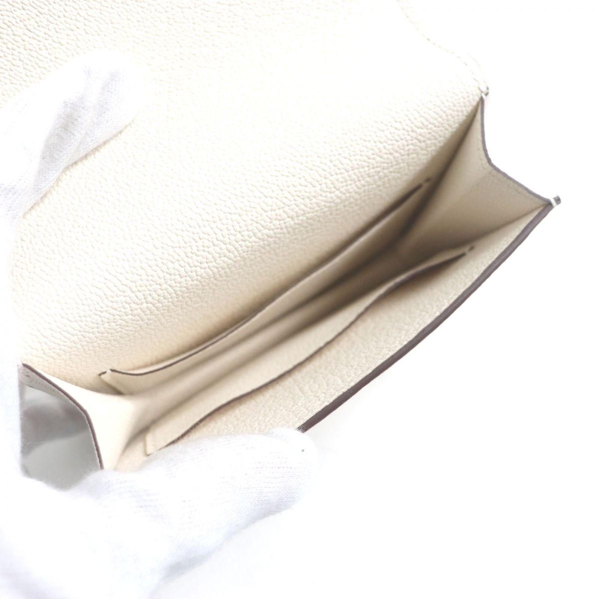 HERMES Bifold Wallet Main: Chevre Mysole Nata x Metal: Gold mens Used