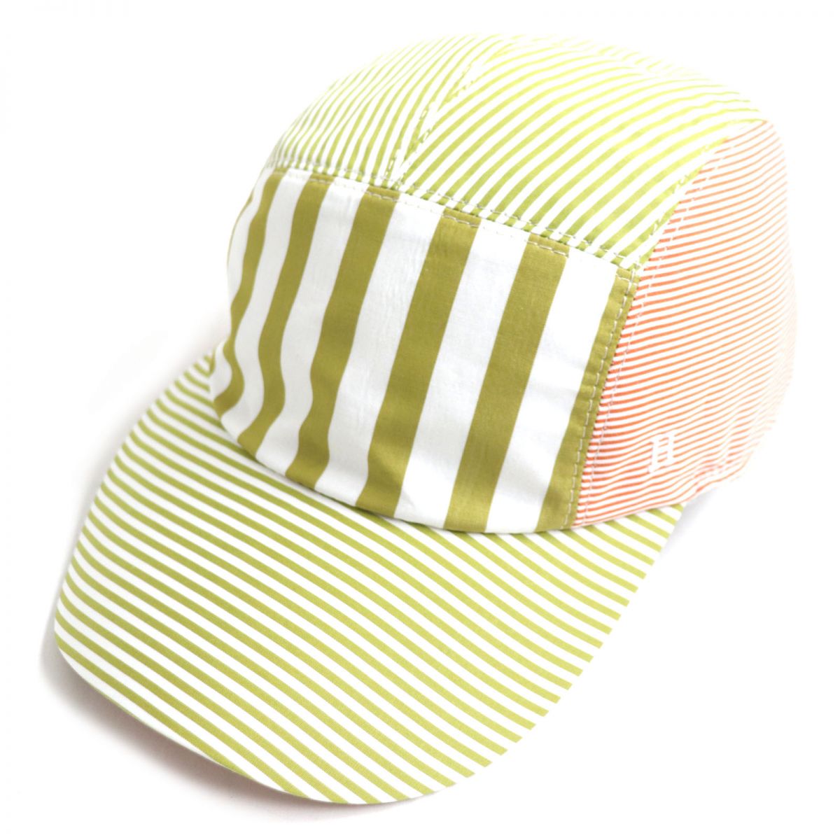 HERMES cap cotton Khaki x Orange x White