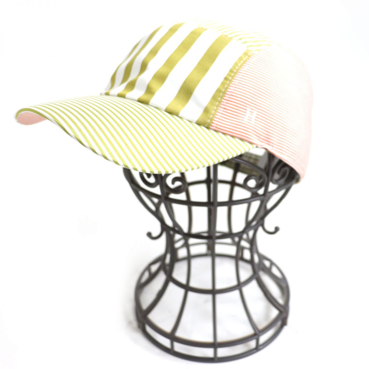 HERMES cap cotton Khaki x Orange x White