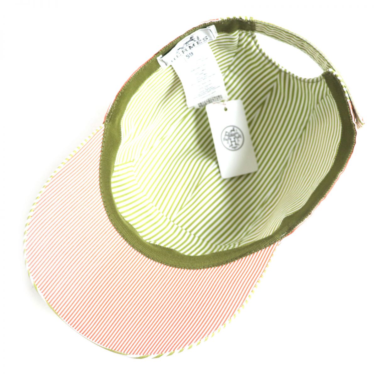 HERMES cap cotton Khaki x Orange x White