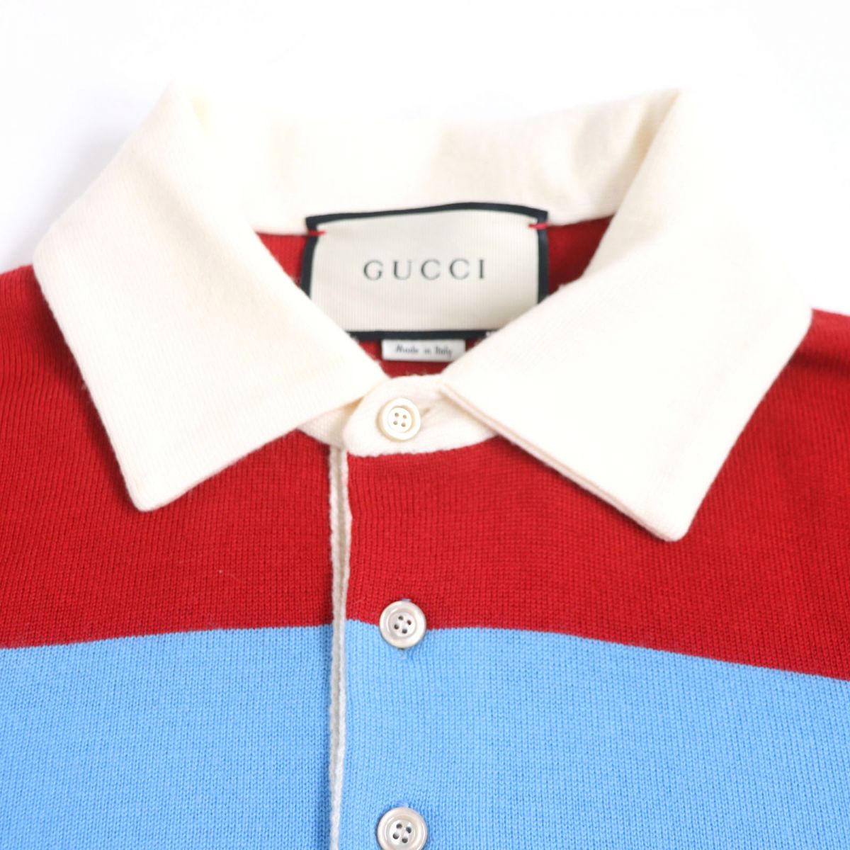 GUCCI knit Outer: 100% wool, part: 50% rayon, part: 50% acrylic Red x Light Blue x White mens XS Used