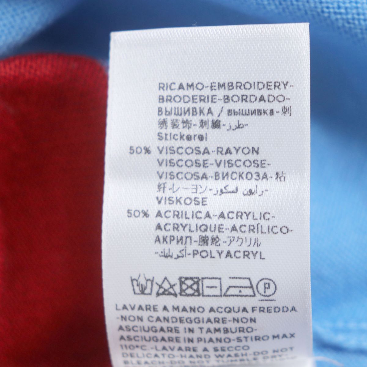 GUCCI knit Outer: 100% wool, part: 50% rayon, part: 50% acrylic Red x Light Blue x White mens XS Used