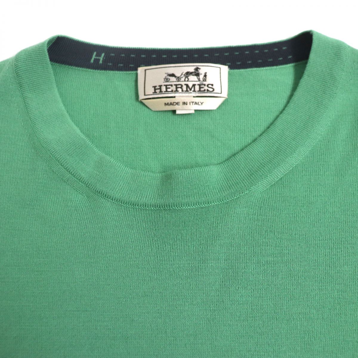 HERMES knit Main: 100% wool green mens L Used