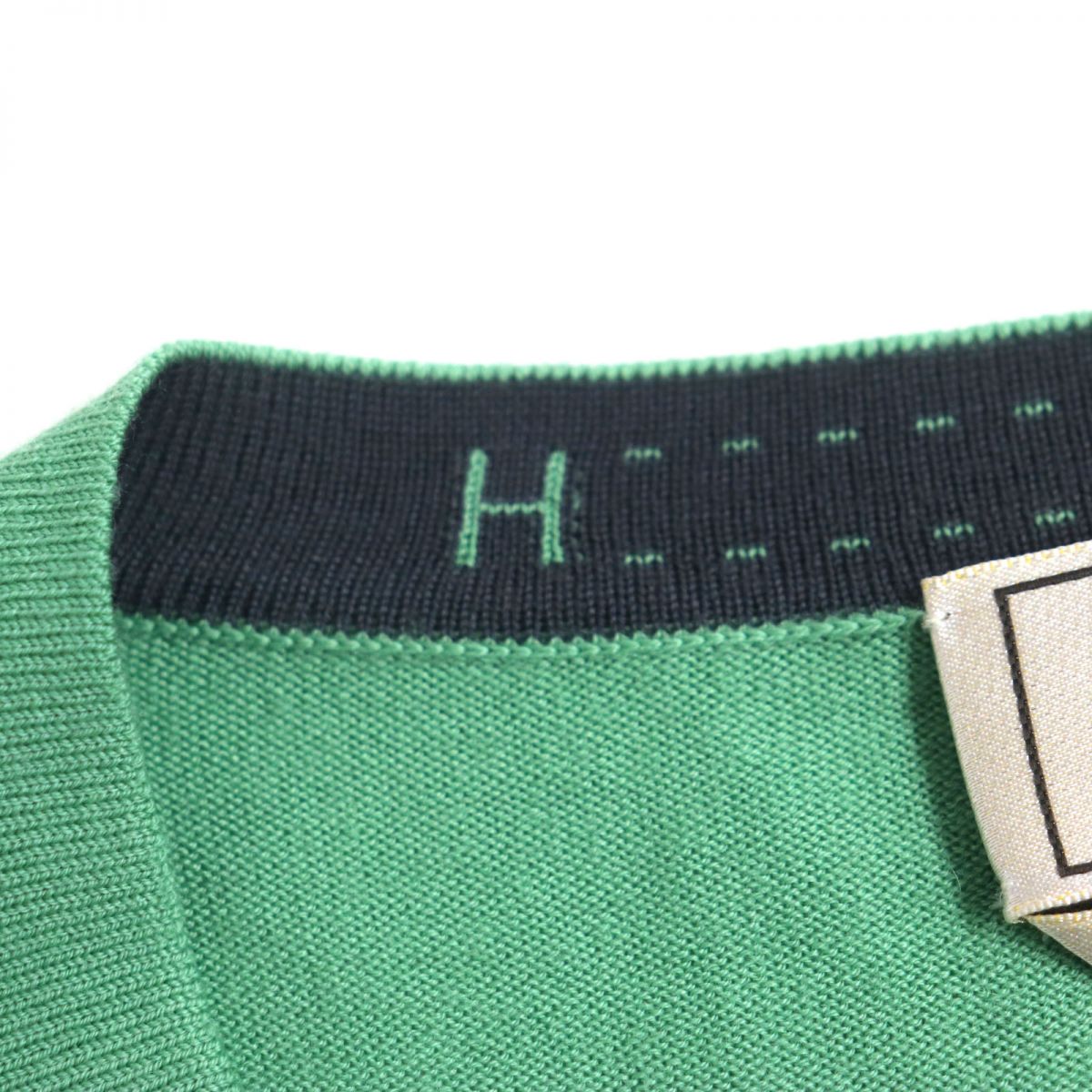HERMES knit Main: 100% wool green mens L Used