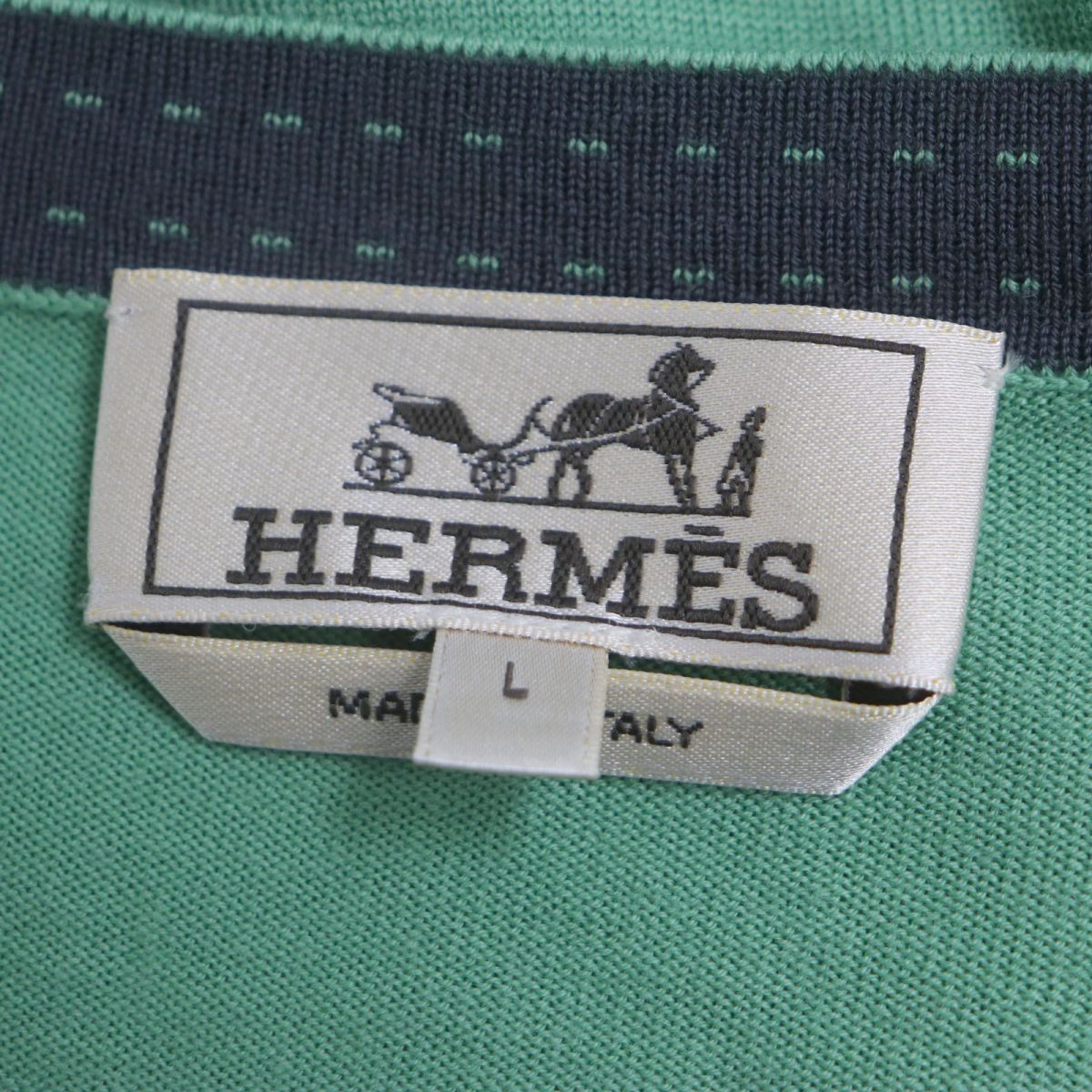 HERMES knit Main: 100% wool green mens L Used