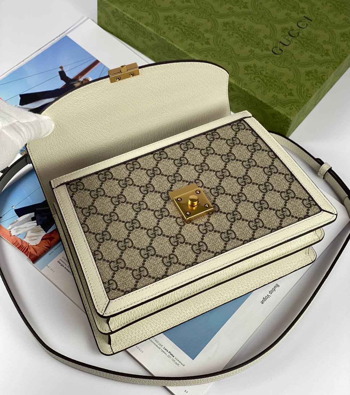 Gucci Ophidia small top handle bag beige