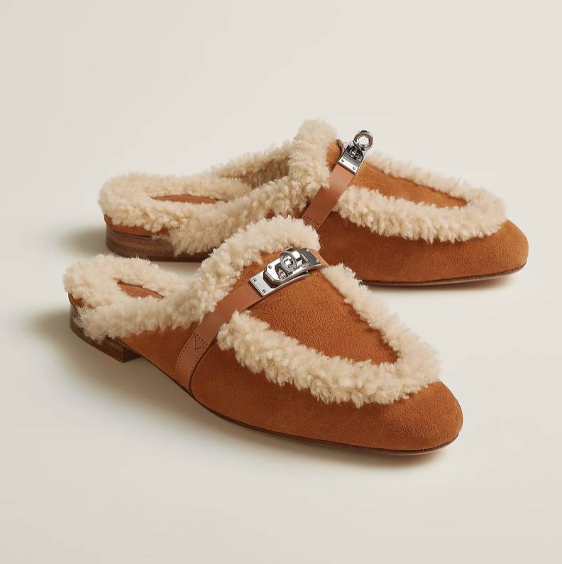 Hermes Oz mules in naturel