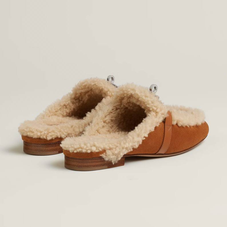 Hermes Oz mules in naturel