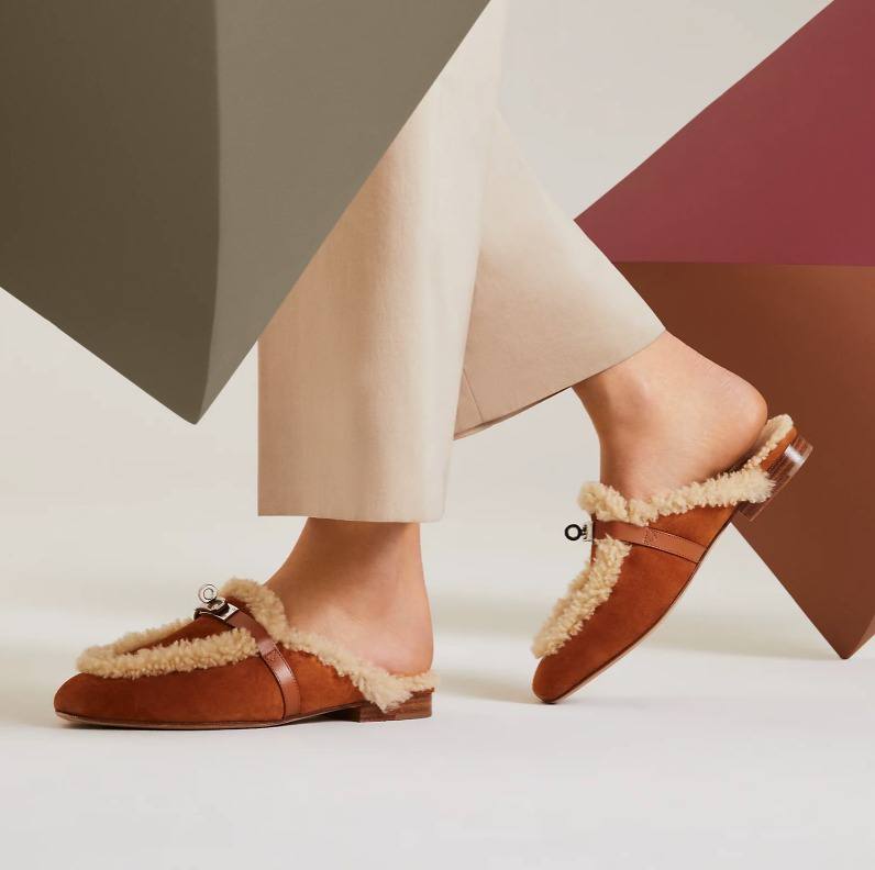 Hermes Oz mules in naturel