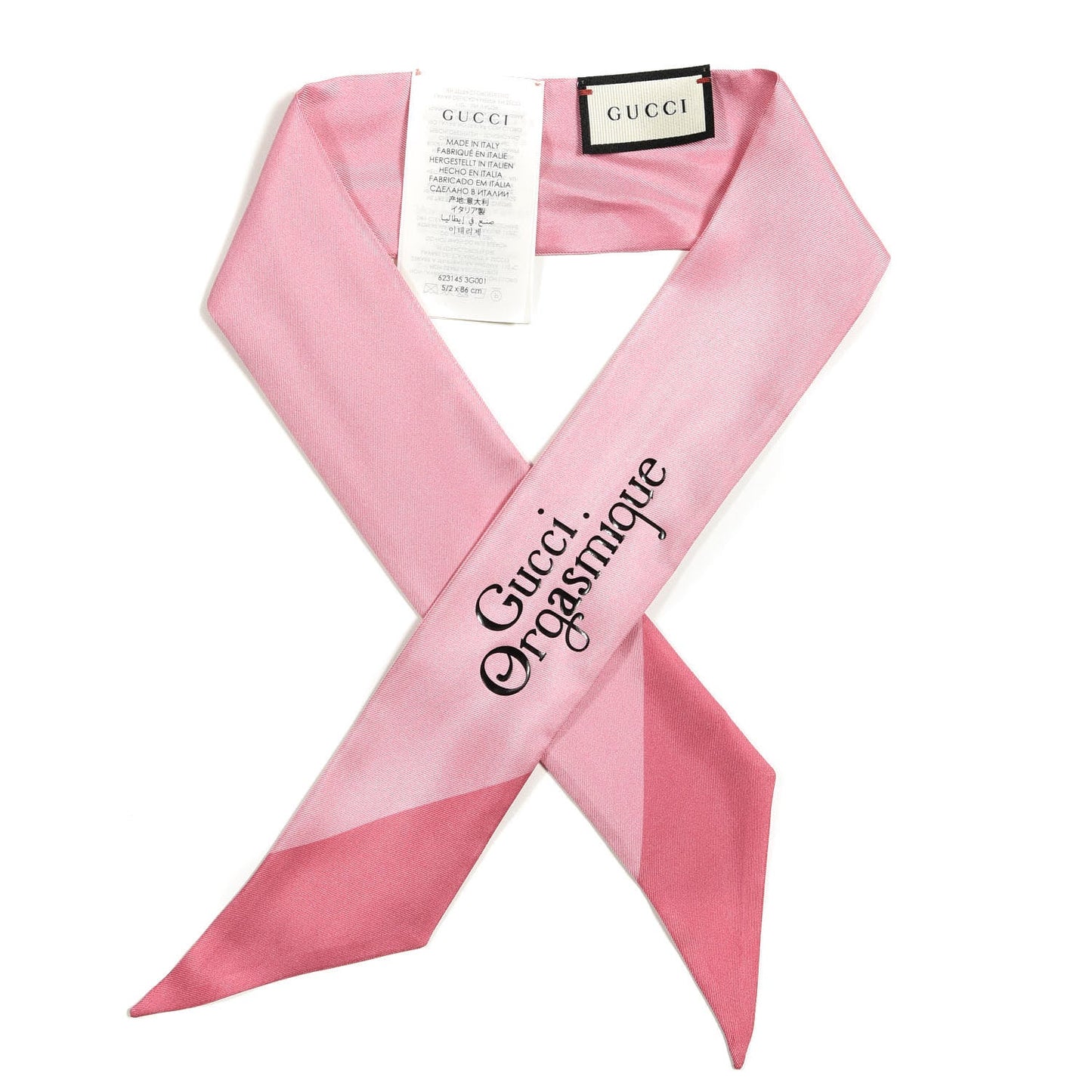 GUCCI Silk Orgasmique Neck Bow Twill Pink