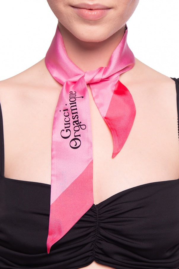 GUCCI Silk Orgasmique Neck Bow Twill Pink