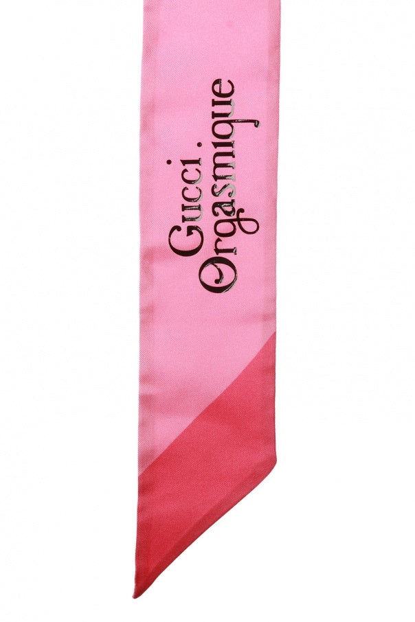 GUCCI Silk Orgasmique Neck Bow Twill Pink