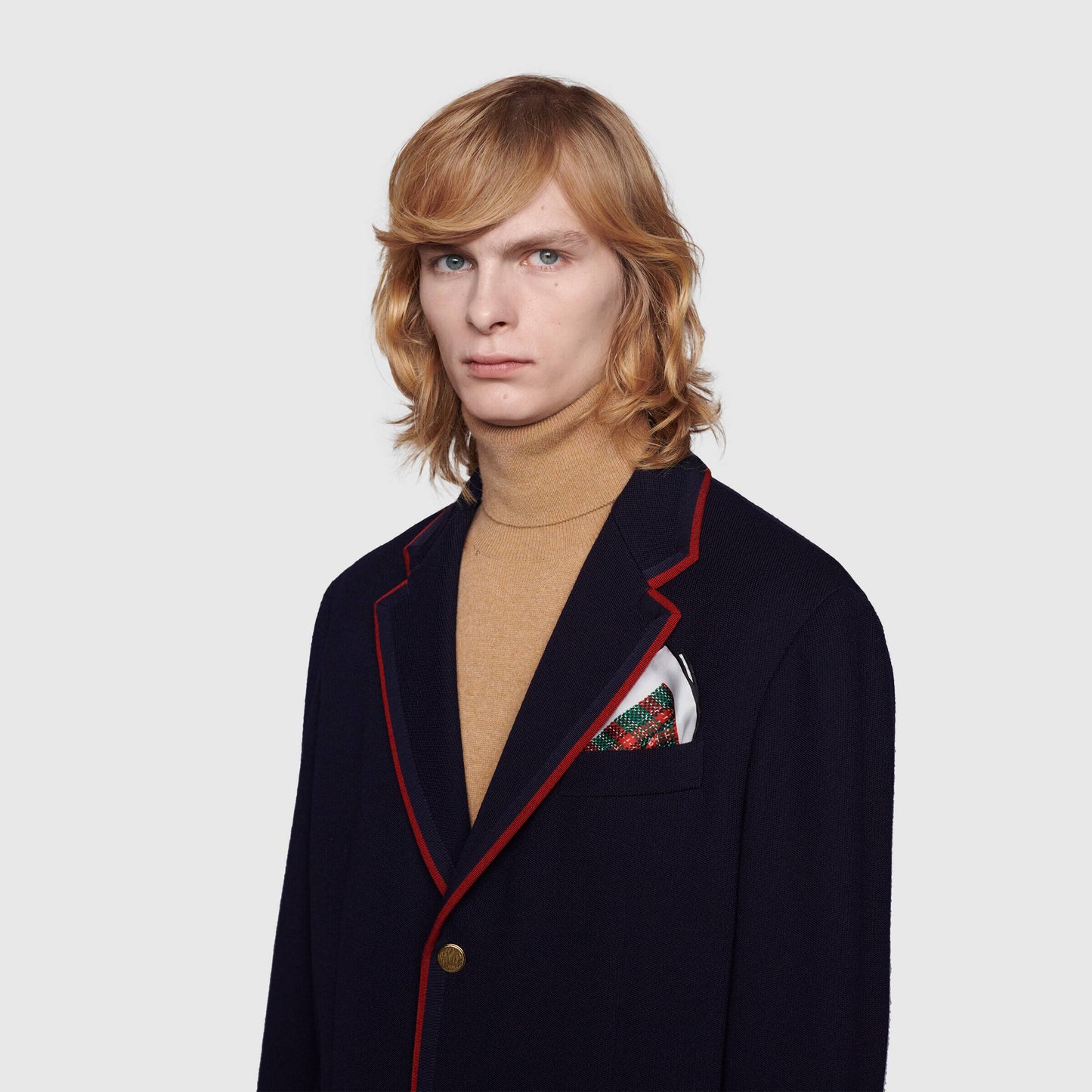 Gucci Check Print Silk Pocket Square in Red and Green