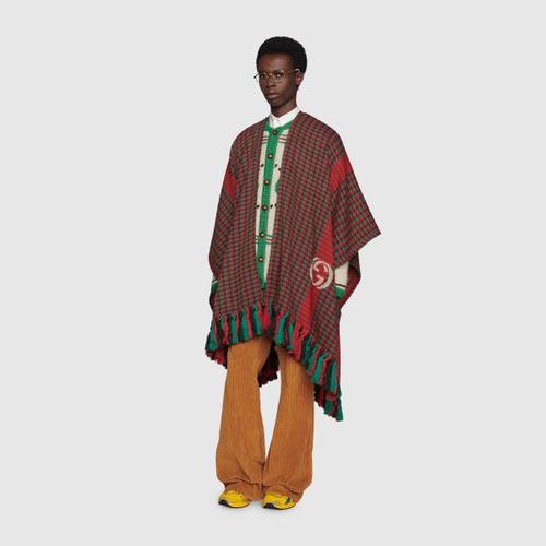 Gucci Houndstooth Poncho with Interlocking GG