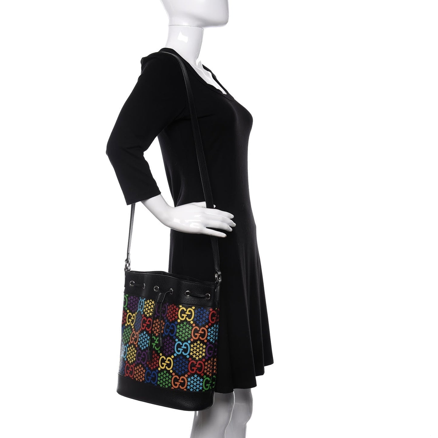Gucci Supreme Psychedelic Bucket Bag in Black