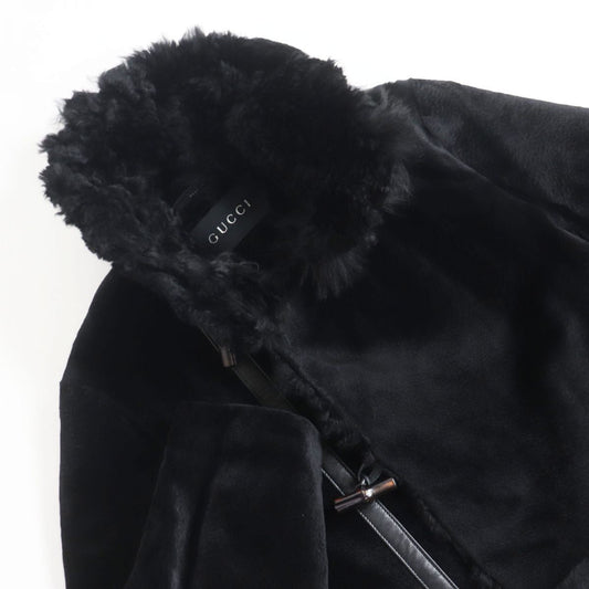 GUCCI Duffel coat Outer: Kangaroo, Part: Cowhide, Lining: 100% Alpaca, Sleeve Lining: 58% Rayon, Sleeve Lining: 42% Silk black mens 46 Used