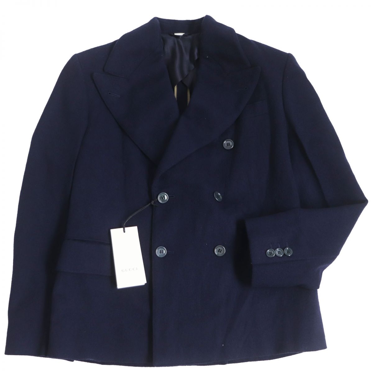 GUCCI tailored jacket Outer: 100% wool, Lining: 100% rayon, Sleeve lining: 100% cupra Navy mens 44 Used