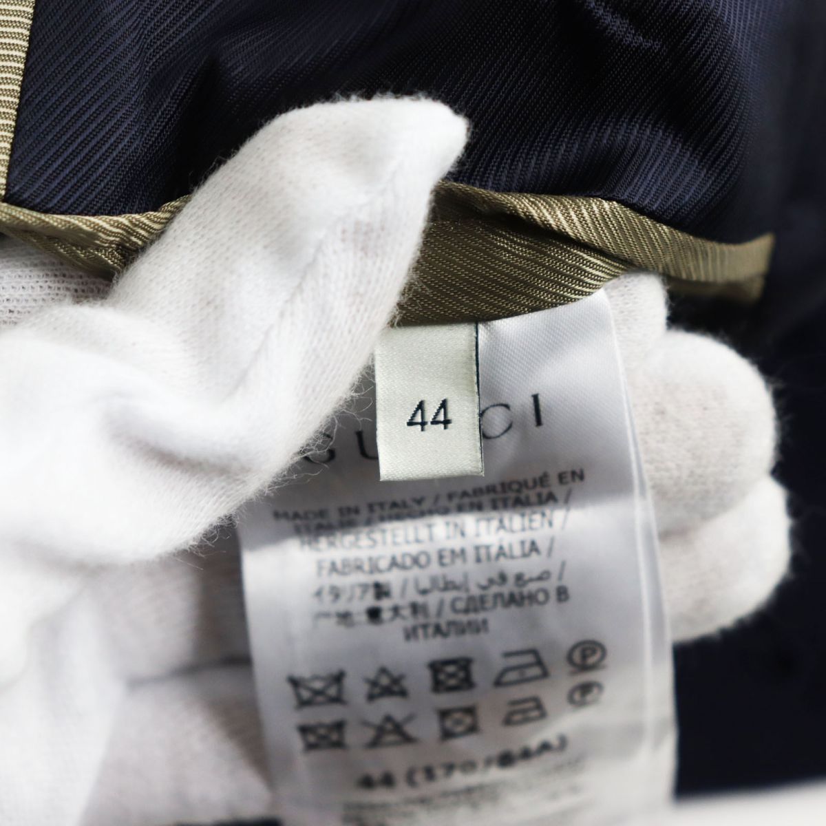 GUCCI tailored jacket Outer: 100% wool, Lining: 100% rayon, Sleeve lining: 100% cupra Navy mens 44 Used
