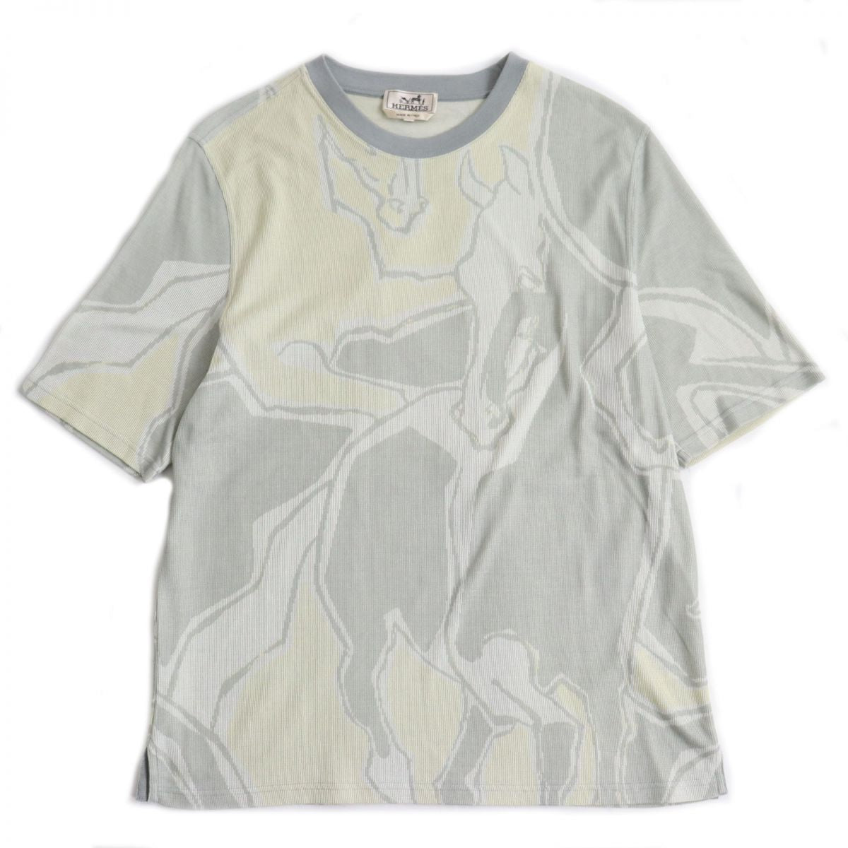 HERMES Cut Main: 100% cotton Gray x multicolor mens L Used