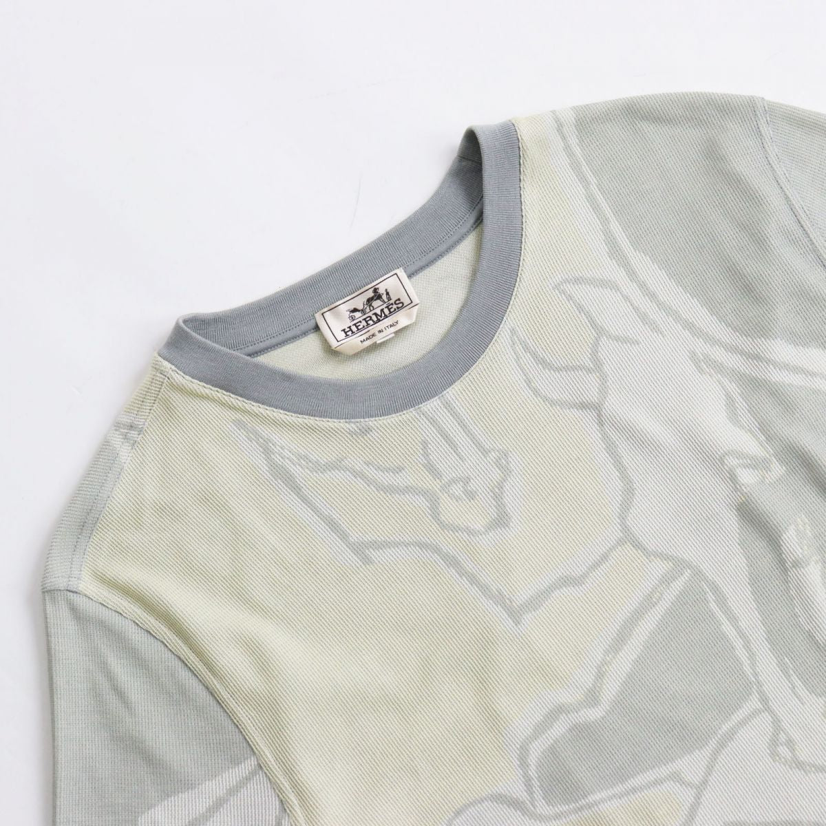 HERMES Cut Main: 100% cotton Gray x multicolor mens L Used