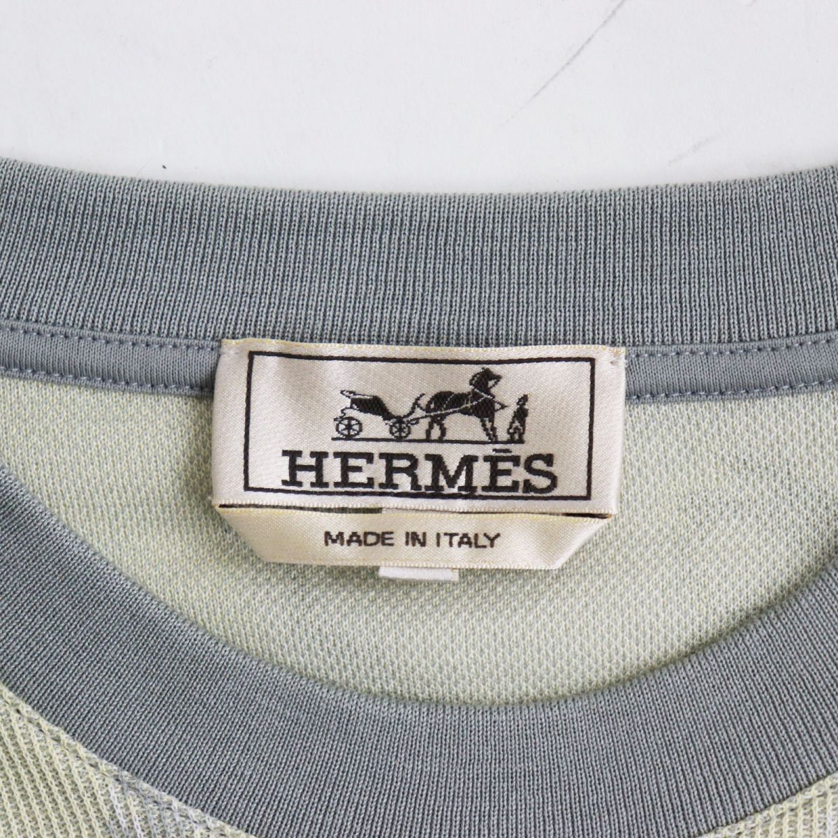 HERMES Cut Main: 100% cotton Gray x multicolor mens L Used
