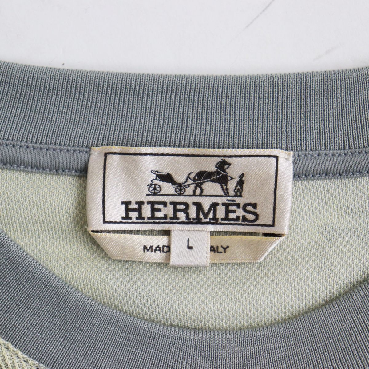 HERMES Cut Main: 100% cotton Gray x multicolor mens L Used