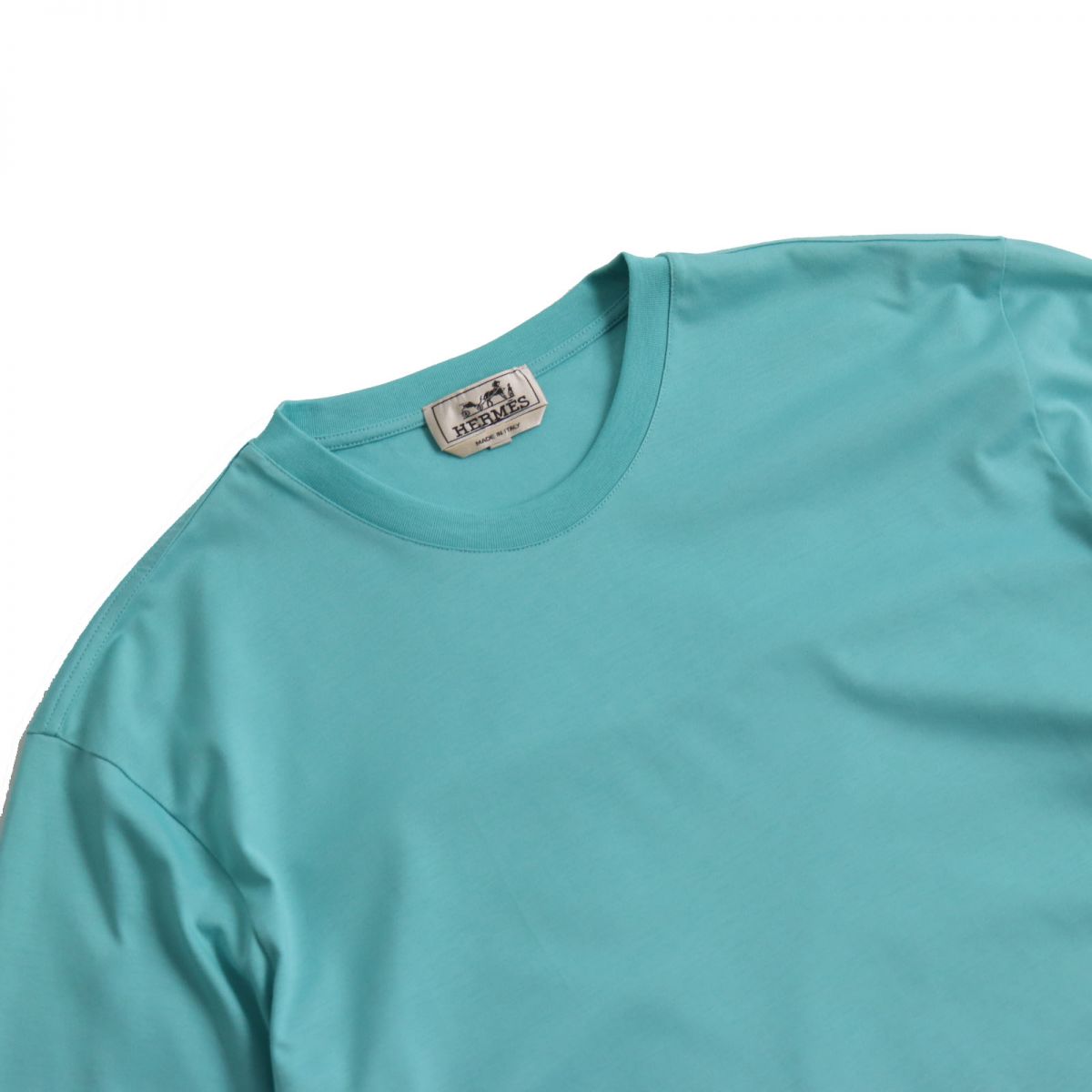 HERMES Cut Main: 100% cotton Lagon mens L Used