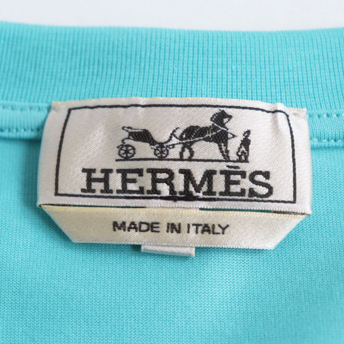 HERMES Cut Main: 100% cotton Lagon mens L Used
