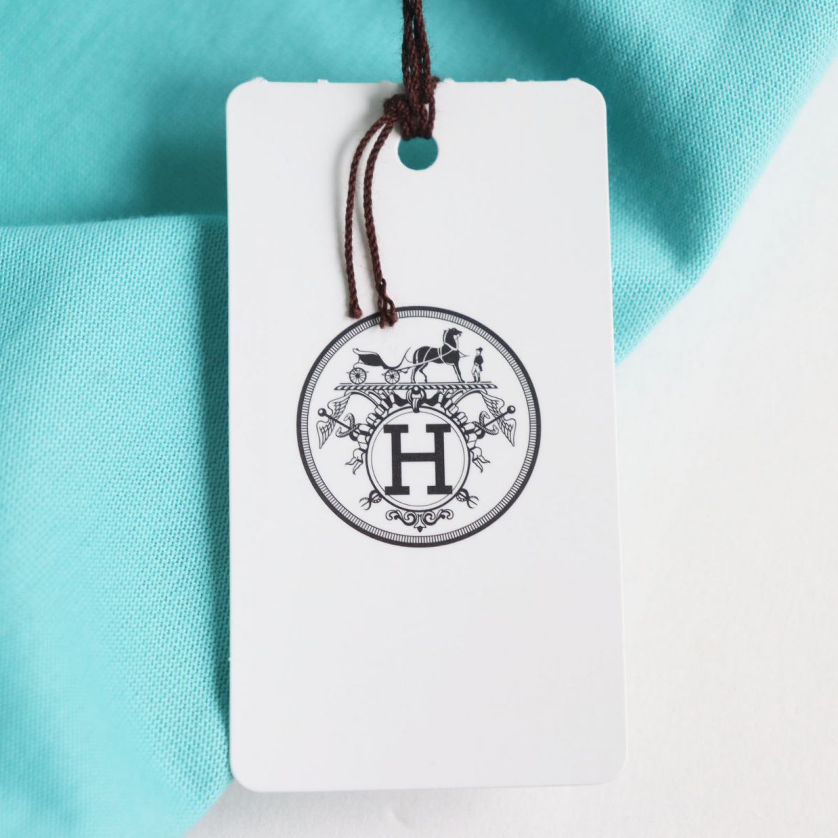 HERMES Cut Main: 100% cotton Lagon mens L Used