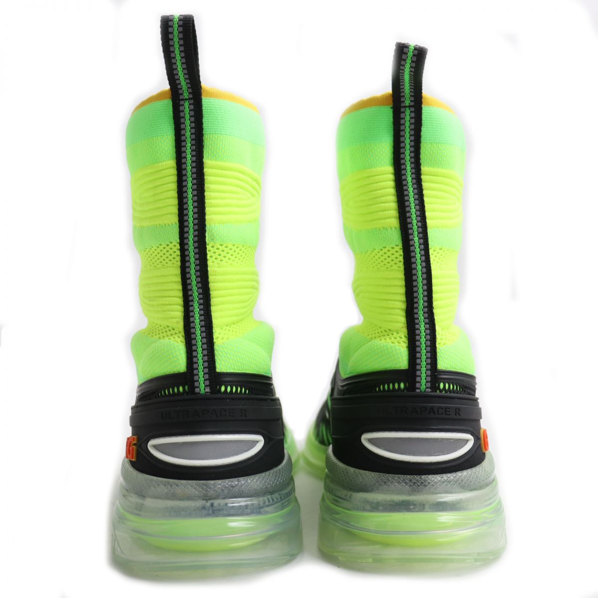 GUCCI sneakers Main: Nylon, Main: Rubber black x fluorescent green mens 8.5 Used