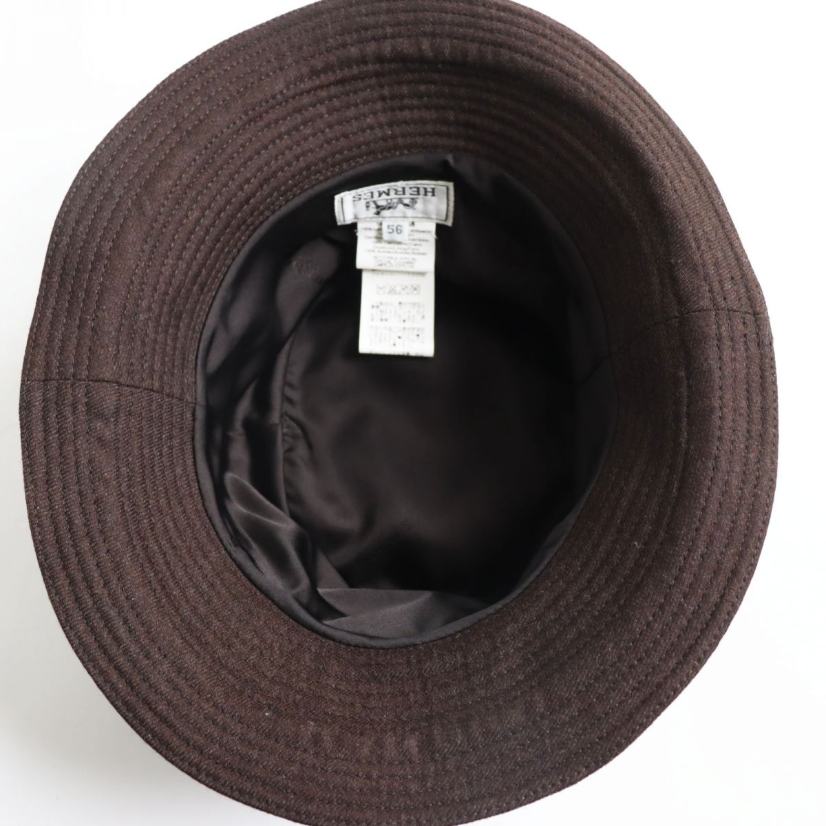 HERMES hat Main: 100% wool, Part: Kangaroo, Lining: 100% acetate Brown mens 56 Used