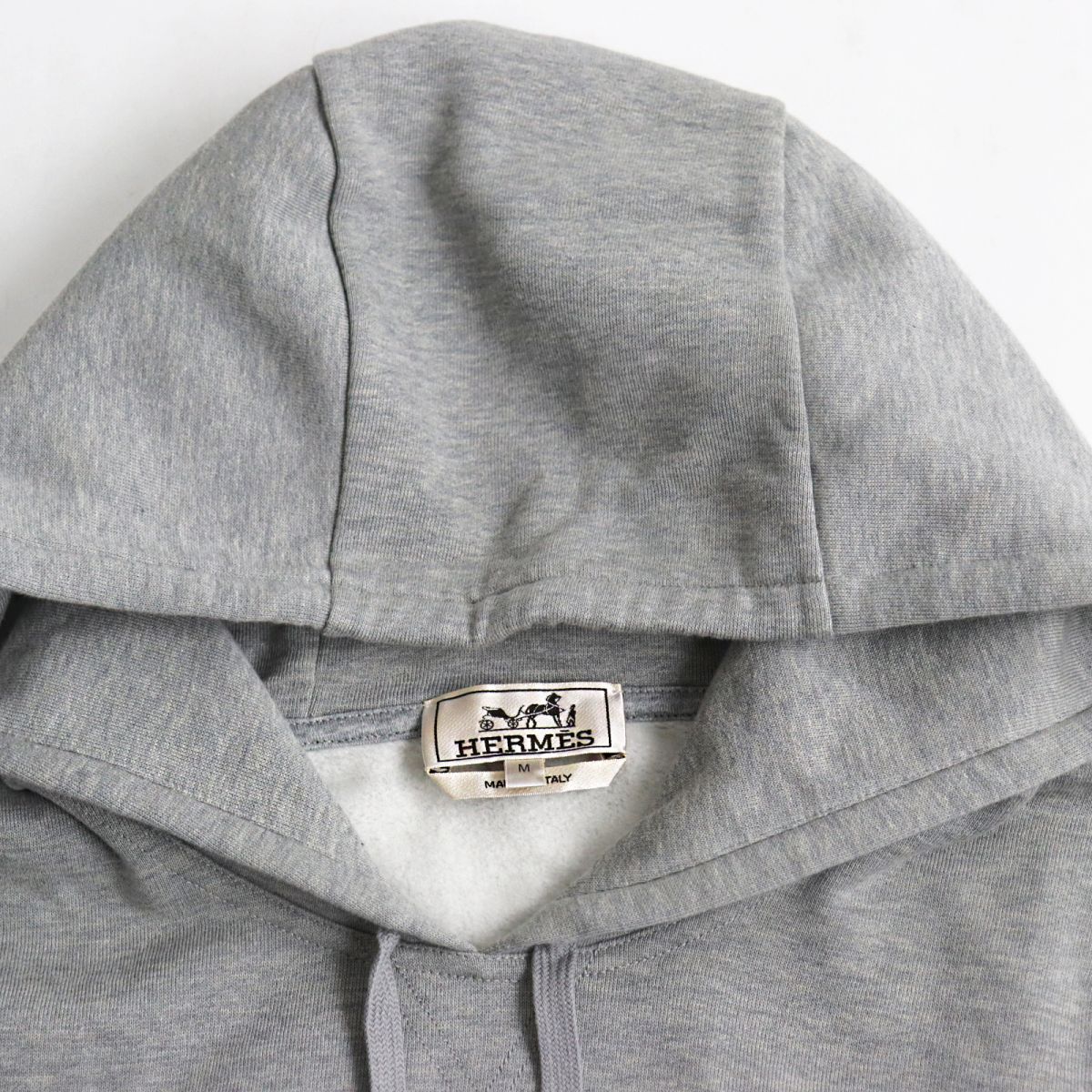 HERMES Hoodie Main: 100% cotton, Leather part: sheepskin, Part: 90% cotton, Part: 10% polyurethane, Part: 100% cotton Gray type mens M Used