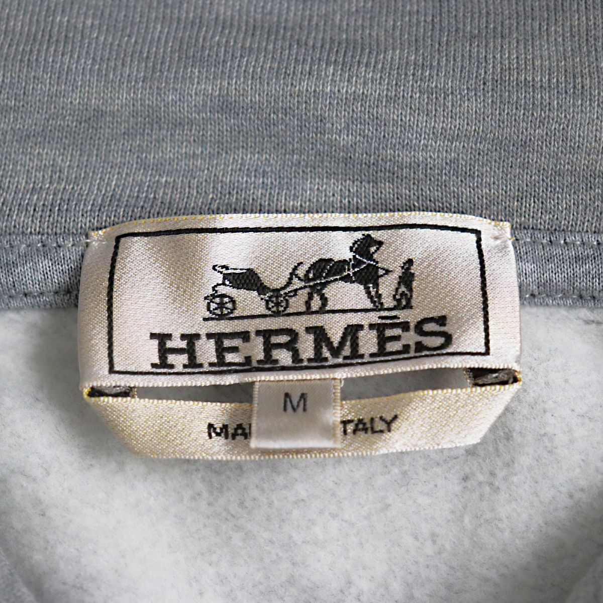 HERMES Hoodie Main: 100% cotton, Leather part: sheepskin, Part: 90% cotton, Part: 10% polyurethane, Part: 100% cotton Gray type mens M Used