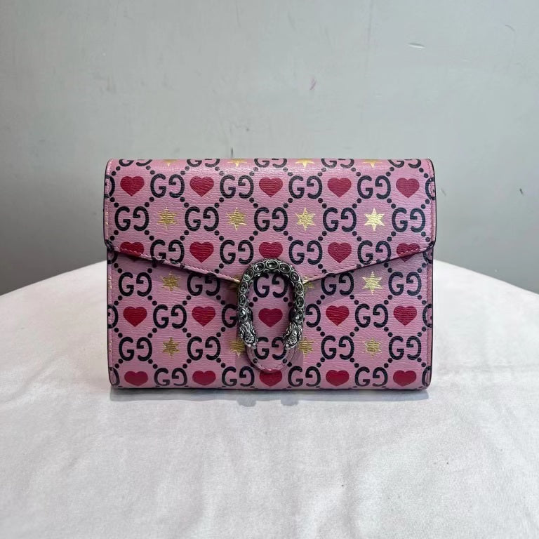 Gucci Dionysus Valentines GG Printed Pink Leather Bag Limited Edition