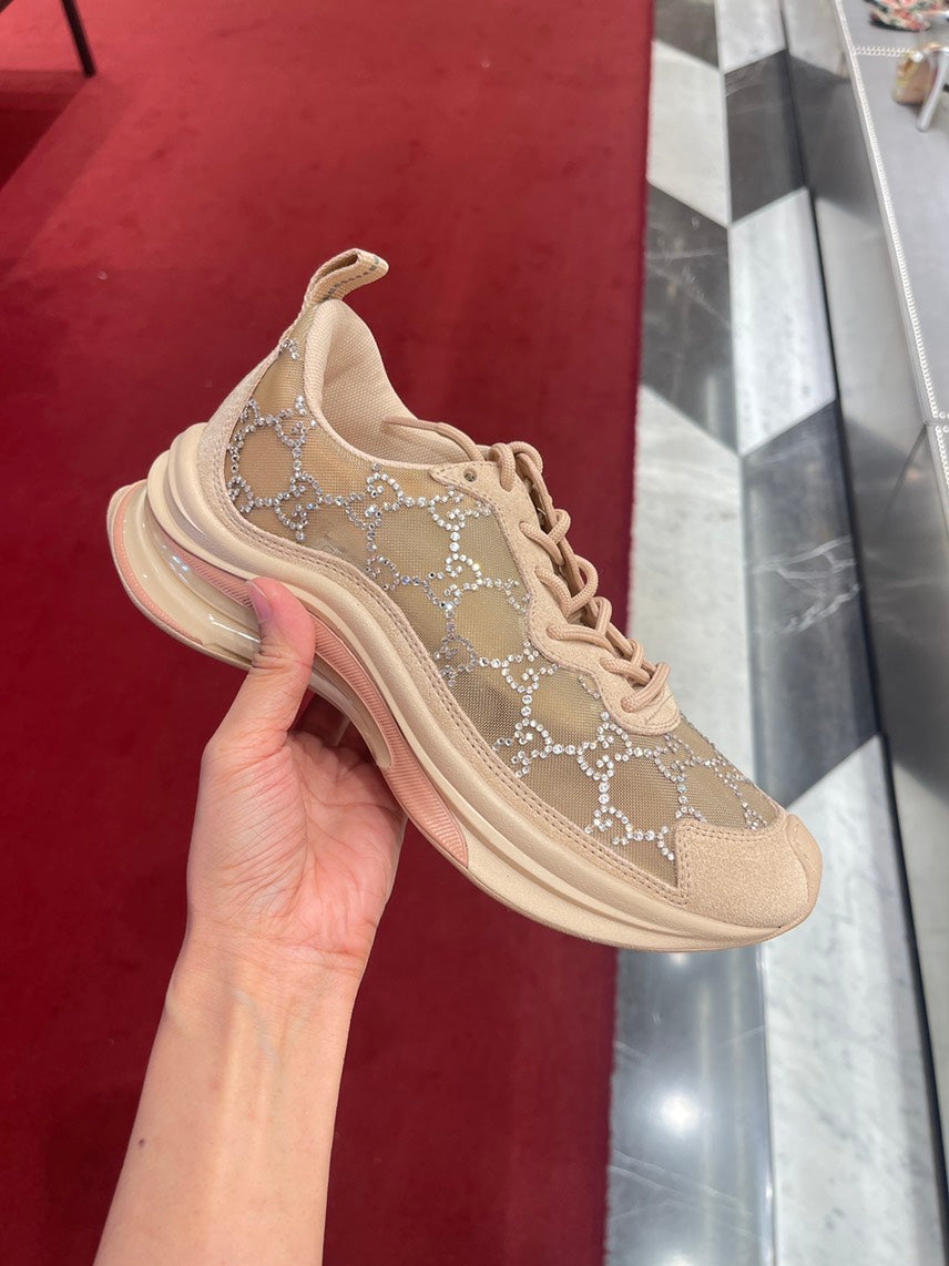 Gucci Run Crystal Sneakers Beige Sneakers