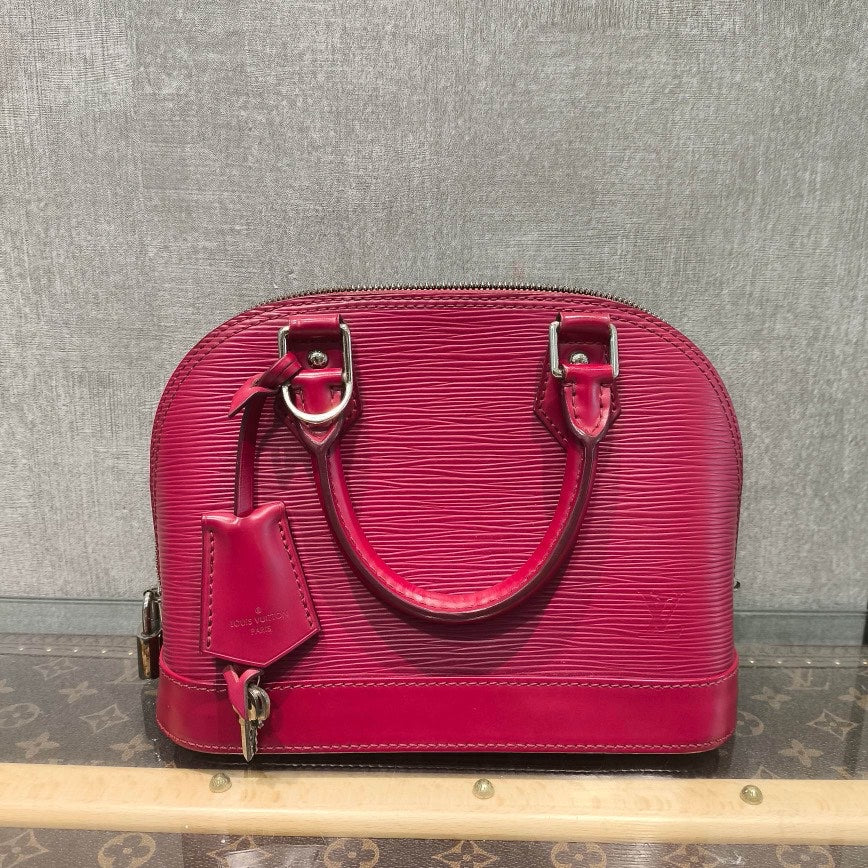 Louis Vuitton Alma BB Pink Leather Crossbody Bag 23x17x11cm