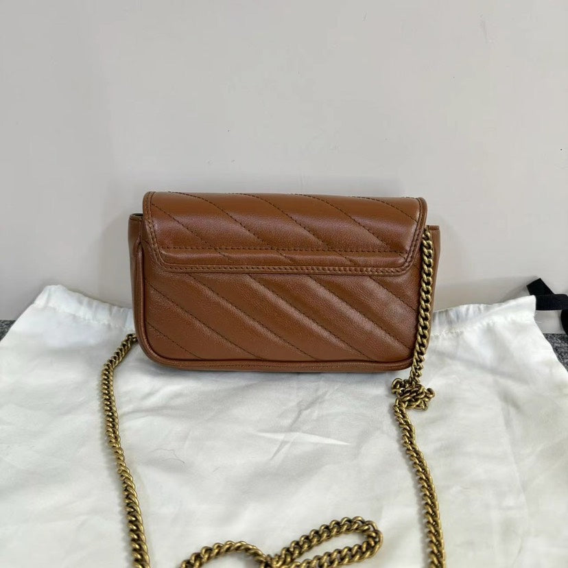 Gucci GG Marmont Brown Leather Small Shoulder Bag