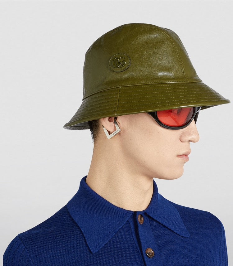 Gucci Leather Olive Bucket Hat S 57cm