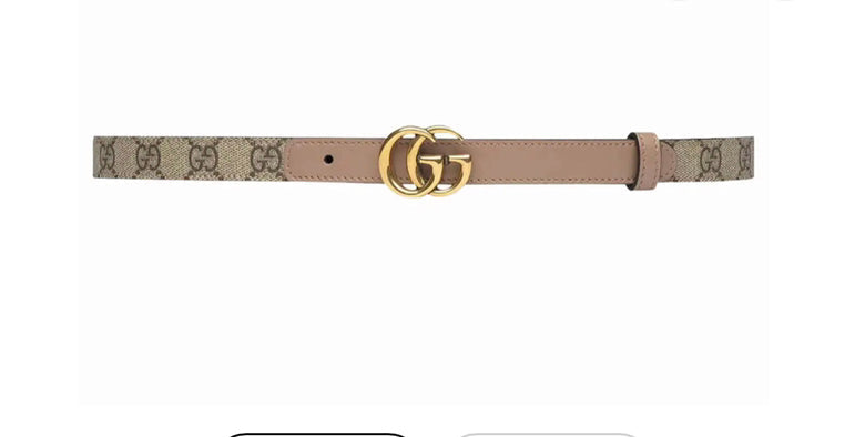 Gucci Marmont Thin Belt Gold GG Logo Beige