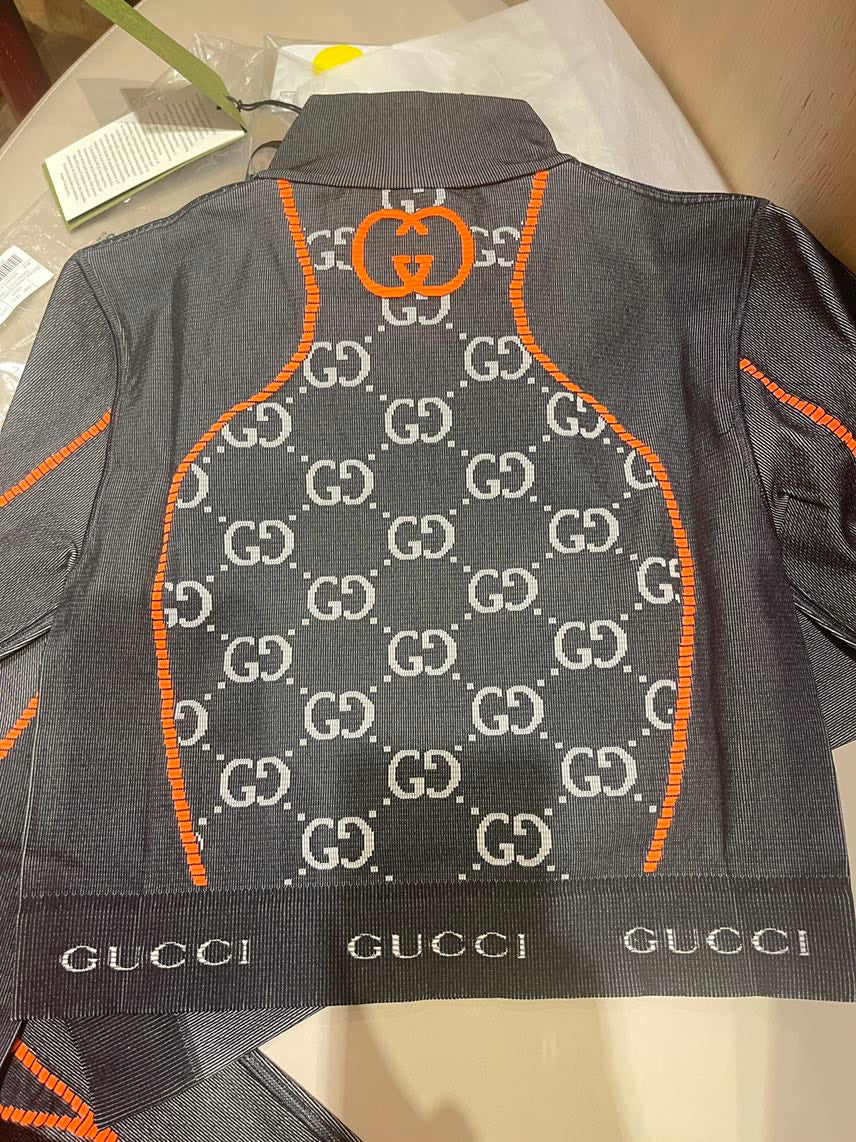 Gucci Polyamide Jersey Jacq Top Gray Sweatshirt
