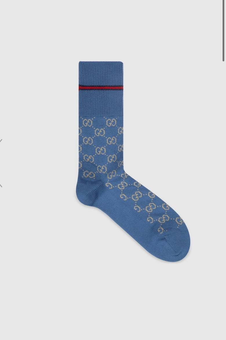 Gucci Medmuf Gag Socks Blue Winter Accessories