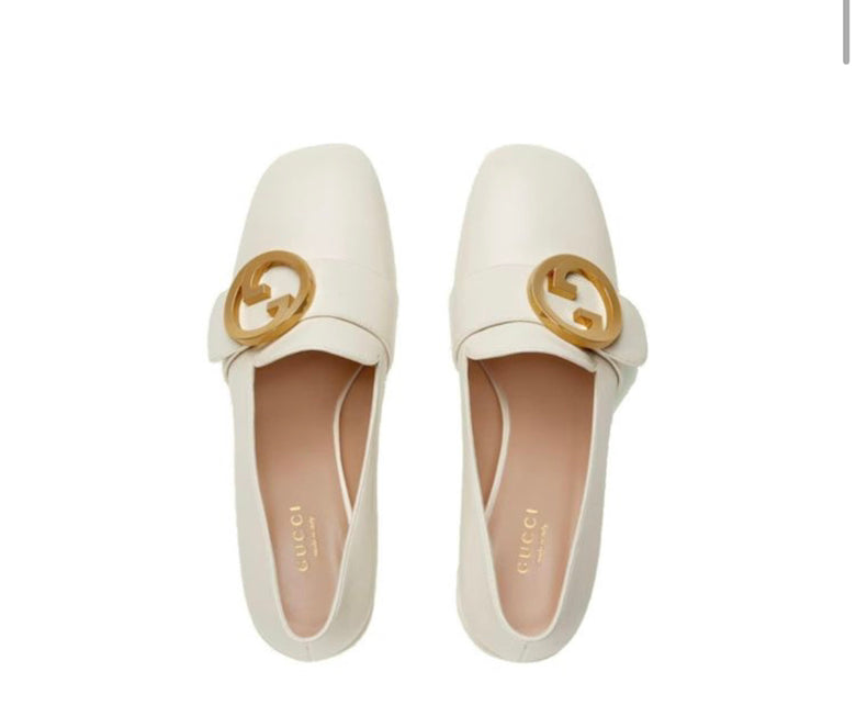 Gucci Blondie Leather Pump Beige Heels