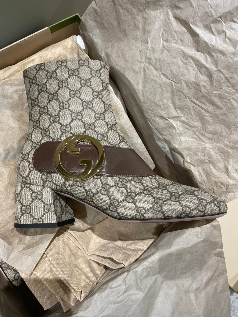 Gucci Bootie GG Supreme Malaga Beige Ebony