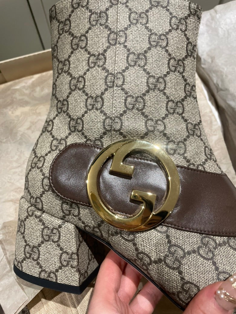 Gucci Bootie GG Supreme Malaga Beige Ebony
