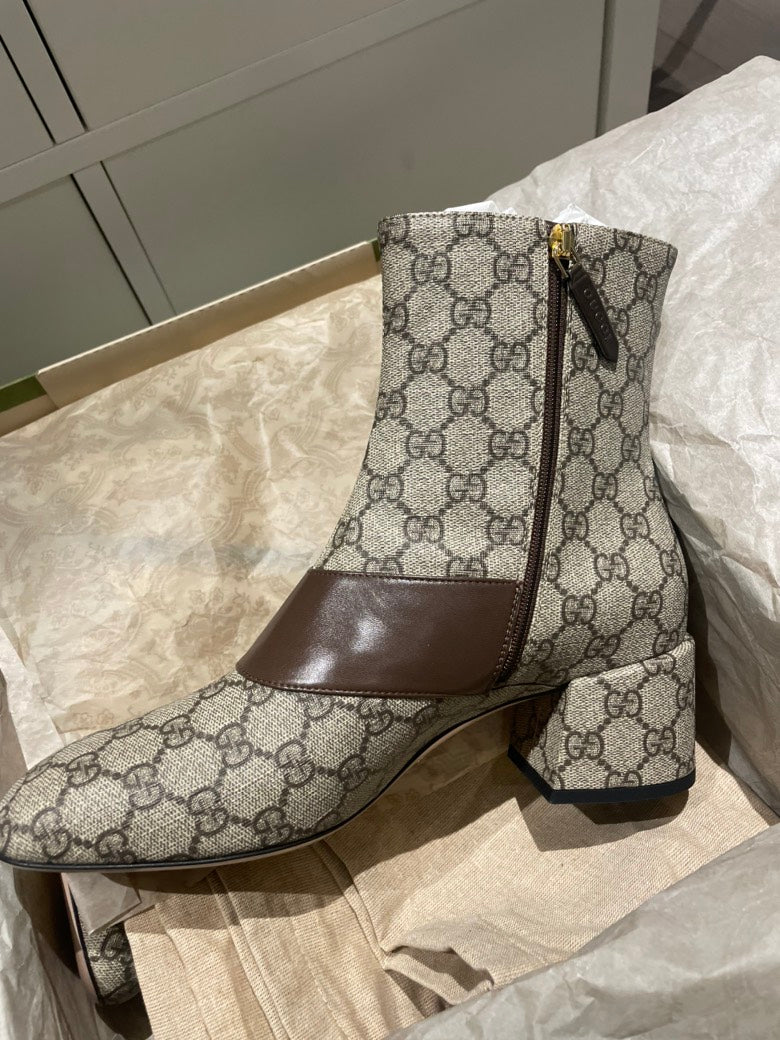 Gucci Bootie GG Supreme Malaga Beige Ebony
