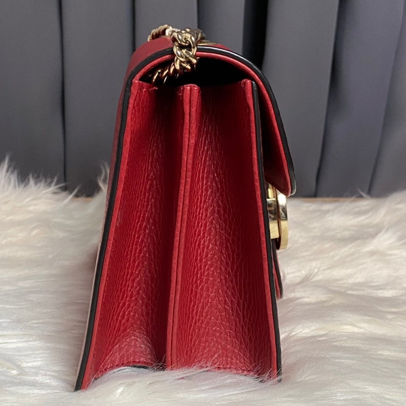 Gucci GG Marmont Red Leather Shoulder Bag
