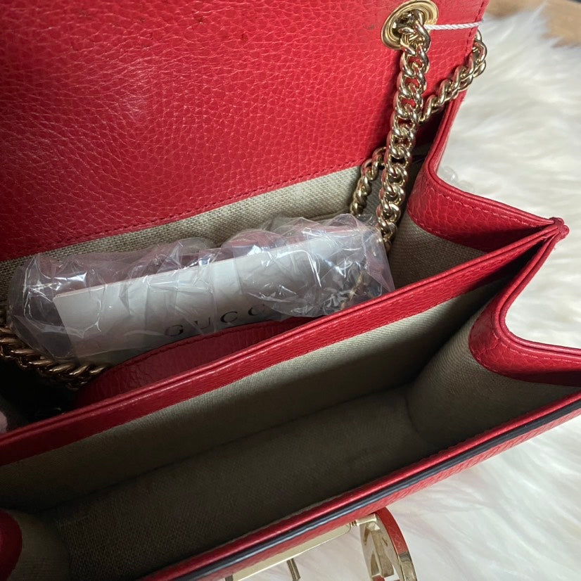 Gucci GG Marmont Red Leather Shoulder Bag