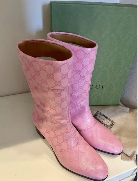 Gucci M PUNKEL BOOTE CRYSTAL GG Pink Boots