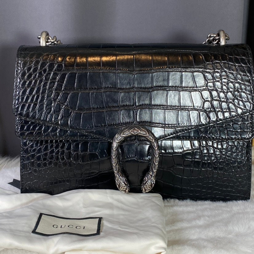 Gucci Dionysus Black Leather Shoulder Bag - Preloved